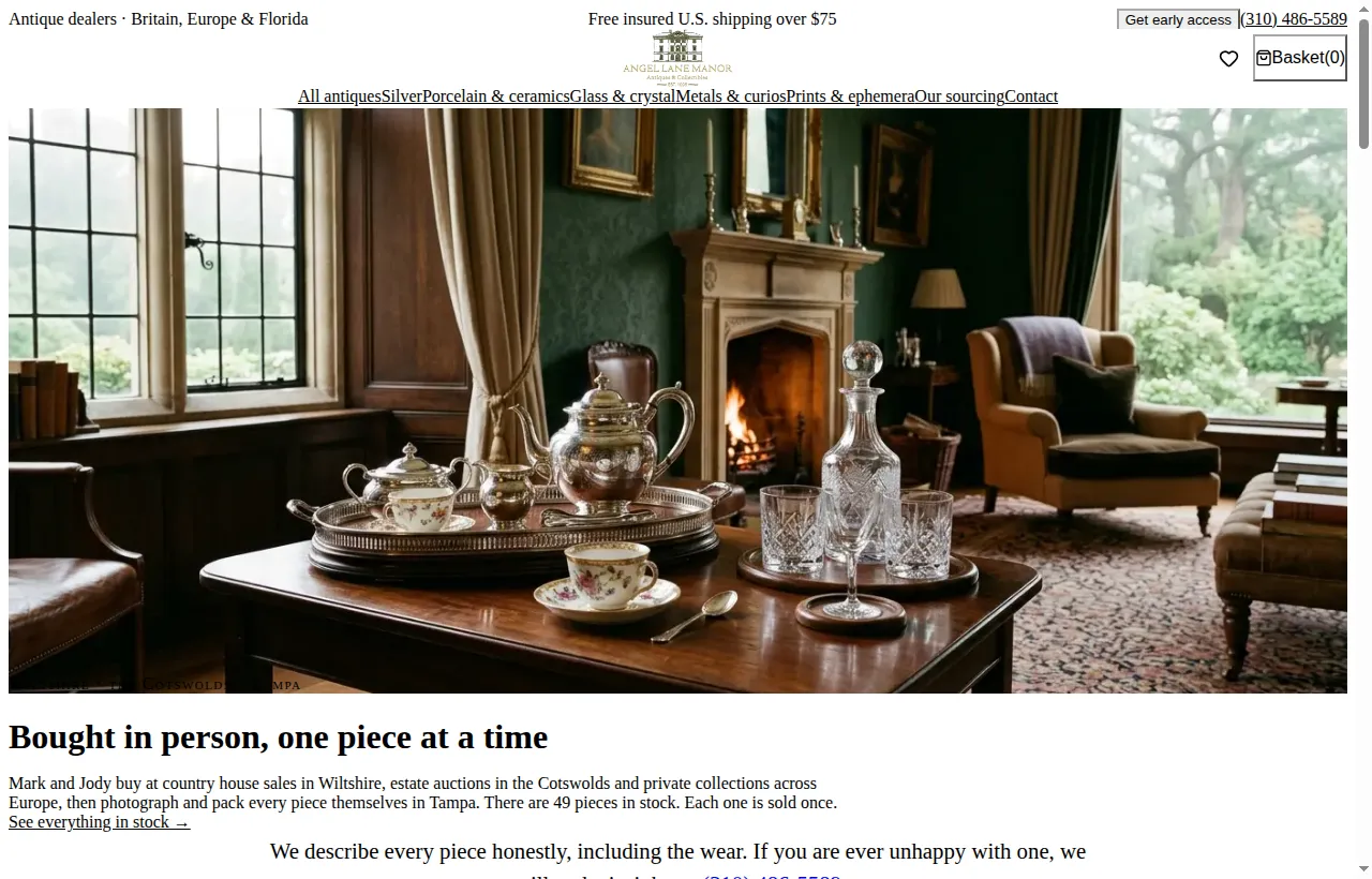 Angel Lane Manor — Fine Antiques & Heirloom Curios Preview Screenshot